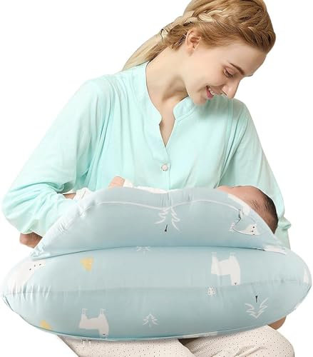 SHANNA Stillkissen XXL, Flaschenfütterung Still Kissen, Multifunktionales Nursing Breastfeeding Pillow mit Waschbarem Bezug aus 100% Baumwolle, Verstellbare Taillengurtunterstützung(Weißer Bär)