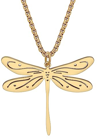 LONYOO Libelle Halskette Edelstahl Kette Anhänger Frühling Schmuck Libelle Geschenke für Frauen Mädchen Charms Zierliche Geschenke