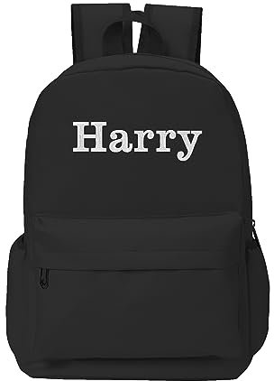 Varsany Personalised Black Kids Backpack With Side Bottle Holder - Water-Resistant Rucksack And Zip Pockets