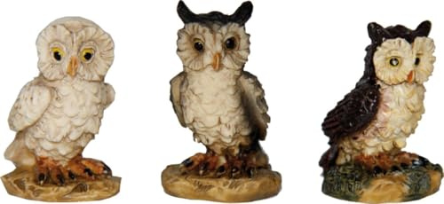 FADEDA 3X Eulen/Höhe:3 cm/handbemalt/detailgetreue Krippen Figuren - Weihnachten Tisch Dekoration Krippe Zubehör