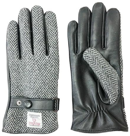 TAILORMAP Harris Tweed Winter Warm Touchscreen Warm Fahren Lammfell Leder Handschuhe, GRAU, X-Large