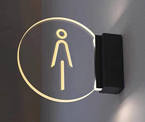 WC Türschild Schild WC Schilder LED Toilette Toilette Schild Toilette Schild für Männer und Frauen doppelseitig Lichtschild Wandmontage, 8 Zoll runde Badschilder für Büro, Geschäft oder Zuhause