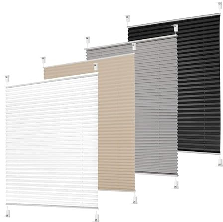 Plissee Klemmfix ALU zum Klemmen ohne Bohren Blickdicht für Fenster extra stabil Faltrollo hellgrau B 50 x H 130