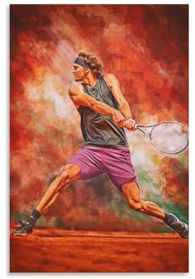 Alexander Sascha Zverev Tennis-Fan, Kunst, Geschenk, Leinwand-Poster, hochauflösender Druck für Zuhause, Büro, Wandkunst, Deco, 20 x 30 cm