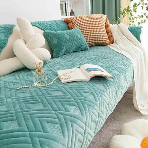 MTHGH Sofabezug Ecksofa L Form Sofa Überzug Sofaschoner rutschfest Couch Überzug 3 Sitzer Sofadecke Sofaschutz Katze Hund Couchbezug Sofa Überwurfdecke,greenB-90x160cm