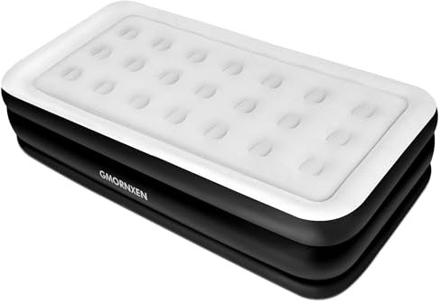 Gmornxen Lit Gonflable pour Une Personne 196 x 97 x 47 cm, Matelas Gonflable d'invité avec Pompe et Oreiller, Air Mattress pour Invités Voyages à Domicile Portable