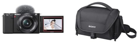 Sony Alpha ZV-E10L | APS-C Mirrorless interchangable-lens vlog camera with 16-50 mm f/3.5-5.6 Power Zoom kit Lens, Black, 1 Pack & LCS-U21B Soft Universal Carry Case - Black
