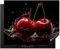 KitchenYeah© Protection Pour Plaque Induction 65x52 cm Deco Cuisine Protégé Cache De Cuisson Vitroceramique Cerises - Rouge - Fruit - Eau - Noir