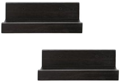 Z metnal Kleine schwebende Regale, Mini-Wandregal aus natürlichem Holz, Wandregal für Bilderleiste, schwarz, Wandmontage, 20 x 14 cm, 2 Stück