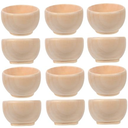 MUSISALY 12stücke Unbehandelte Holzschalen Kleine Schalen Holzschalen Blanks Zum Basteln Schalenförmiges Design Für Dekoration Und Bastelprojekte