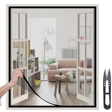 HW CASA Zanzariera Finestra 150X180CM,Tende Zanzariere che Possono Essere Tagliate Come Vuoi,Rete per Zanzariera Adesiva con Forbici,Installazione Rapida Senza Forare,Zanzariera Lavabile Removibile