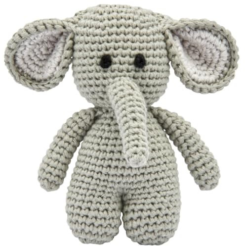 miniHeld Handgestrickter Elefant gehäkelt aus Baumwolle Spielzeug 15 cm