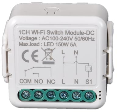 Intelligente Wifi Interruttore Jog/Blocco Relè Wireless1 canale DC 12/24V AC 100-240V, APP Tuya/smartlifeTelecomando, contatto a secco, Modulo funziona con Alexa Google (1)