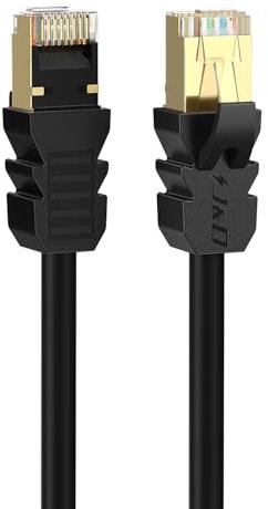 J&D Cat 8 Cable Ethernet, Alta Velocidad 40 Gbps 2000 Mhz 26AWG con Conector RJ45 DORADO, S/FTP Cable de Red Compatible con PC Gaming PS5 Xbox Módem Router, 3 m