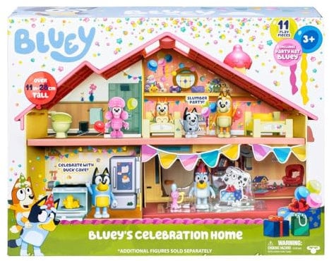 Bluey - Casa de Cumpleaños de la Familia Heeler, Organiza la Fiesta de Cumpleaños con Bluey y Bingo, Temática de Cumpleaños con Accesorios para la Casa y Pegatinas, Famosa (BLY76010)