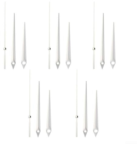 CWOQOCW 5-teiliges Uhrenzeiger-Set, aus Aluminium, Aluminium, Zeiger-Kits, DIY-Reparaturteile, Ersatzuhr-Reparatur (Silber)