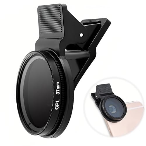 37MM Polarised Phone Camera Lens Professional Clip-on CPL Filter Phone Lens Universal Adjustable Circular Polarizer for iPhone, Android, Pixels, Samsung Galaxy, Huawei, Xiaomi and Most Mobile Phones