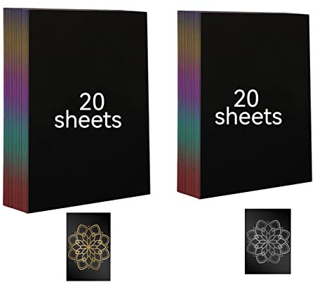 A4 Kratzpapier, 40 Blätter Kratzbilder Für Kinder Erwachsene, Glitzer Gold Und Silber Kratzpapier Bastelpapier Für Lasers Gravur Und Markierung, Magisches Kratzkunst Malpapier Zum Kinder Zeichnen, DIY