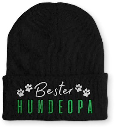 Bester Hundeopa Wintermütze lustige Mütze Beanie mit Spruch, Farbe: Black