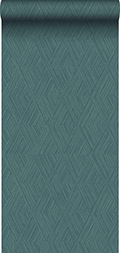 Origin papier peint graphique 3D bleu canard 50 x 900 cm Wallcoverings