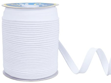 NBEADS 66m Paspelband zum Nähen, 1,3cm Bias-Bindeband Doppelt gefaltetes Einfassband Nähhandwerkliches Einfassband für Nähen Säumen Säumen Paspelieren Quilten Projekte, Weiß