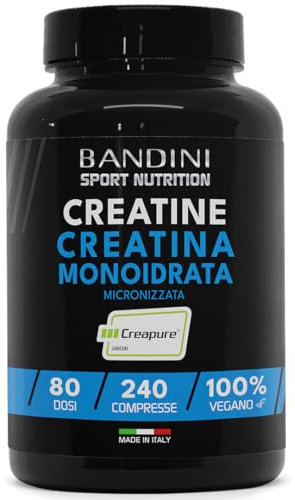 Bandini® Creatine CREAPURE® Monohydrate 240 Comprimés 3000mg par dose - Entraînement, Sport, Gymnastique et de Pré-Entraînement - Monohydrate de Créatine pour l'ATP et la Récupération - 100% Vegan