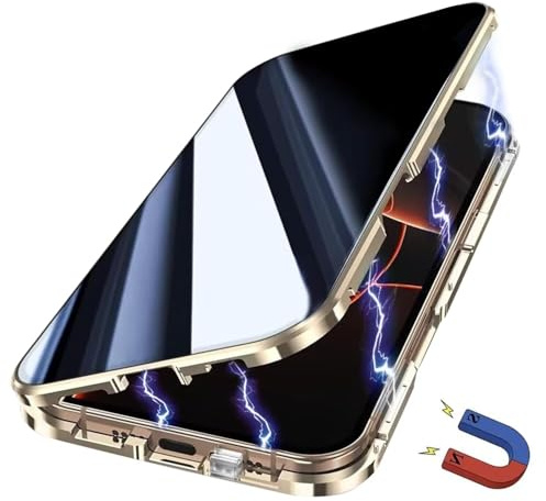 Yoursea Anti Peeping Case for iPhone 11 pro, 360 Degree Front and Back Privacy Tempered Glass Cover, Anti SPY Screen, Anti Peep Magnetic Adsorption Metal Bumper for iPhone 11 pro Gold