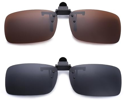 GOZINA 2 Pcs Clip on Sunglasses for Prescription Glasses, Premium Polarized,Ideal Clip on Sunglasses Over Prescription Glasses