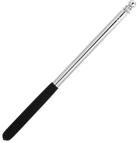Giantree 1.6M Telescopic Handheld Flagpoles, Portable Stainless Steel Telescopic Banner Flag Pole, Collapsible Black Flags Pole Pointer Portable Extendable Tour Guide Flags Teaching Pointer Stick