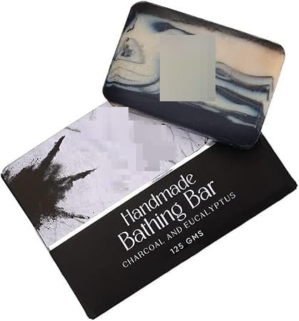 Twirlsilk Holzkohle Badeseife für Männer & Frauen, Tiefenreinigung, Anti-Verschmutzung, entfernt Verunreinigungen/mit Aktivkohle, Eukalyptusöl/Handgemachtes Badeseife/Ohne Parabene - 125g