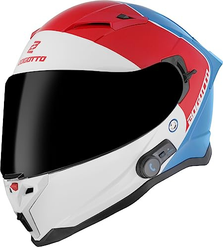 Bogotto H153 BT SPN Bluetooth Helm, weiß/rot/blau, L | Leicht zu wechseln
