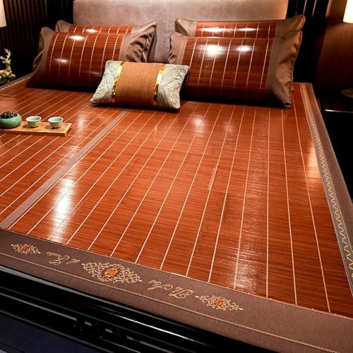 Faltbare Rattanmatratze, Doppelseitige Rattan-kühlmatratzenauflage, Faltbare Doppelseitige Bambusmatte Für Das Bett, Kühlkissen Für Das Bett, Faltbare Glatte Klimaa, D, 1.8 * 2m/5.9 * 6.5FT