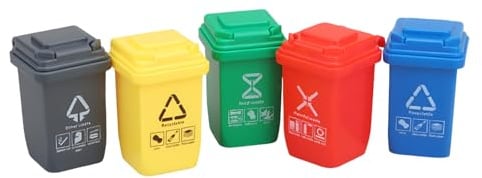 5 Pcs 1:12 Scale Miniature Trash Bins,ABS Diorama Accessories for Model | 5 piece 1:12 scale miniature trash cans set abs plastic, colorful sorting bins with lids for diorama model scene hobby craft