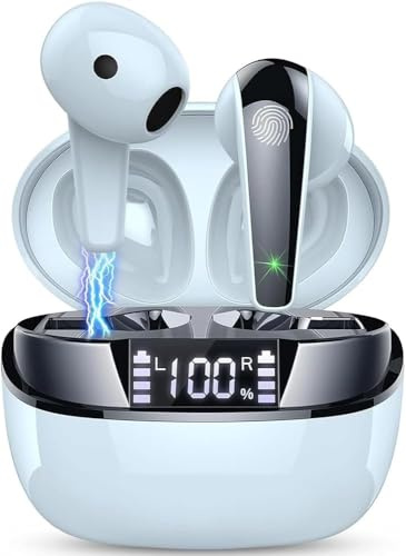 Wireless Earbuds, Bluetooth 5.3 Earphones with HiFi Stereo Deep Bass 4 ENC Mics, Wireless Earphones Dual LED Display, 35 H Playtime Earbuds Noise Cancelling, IP7 Waterproof In Ear Headphones, USB-C.