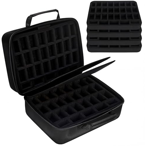 Mumlicha Coffret de rangement pour figurines miniatures, coffret de transport pour 116 figurines avec 4 couches de mousse, coffret de transport pour figurines de RPG compatible avec Warhammer 40k et