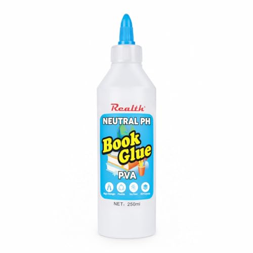 Realth Book Glue/PVA Glue 1 Pack 250ml Dries Clear & Flexible | BookBinding Repair Adhesive, All-Purpose Adhesive, Used for Scrapbook Paper Crafts Card Making