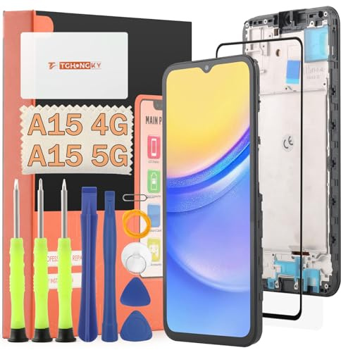 TGHongKy Écran Remplacement pour Samsung Galaxy A15 4G/5G Ecran LCD pour Samsung Galaxy A15 5G A156B Tactile Digitizer LCD avec Kits (Noir avec Cadre) Pièces