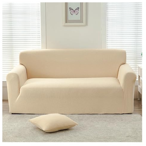 Stretchable Waterproof Sofa Cover Elastic Fit for 1/2/3/4 Seater LShape Sofa Beige (90140cm) Durable and Stylish Protector for Home Furniture