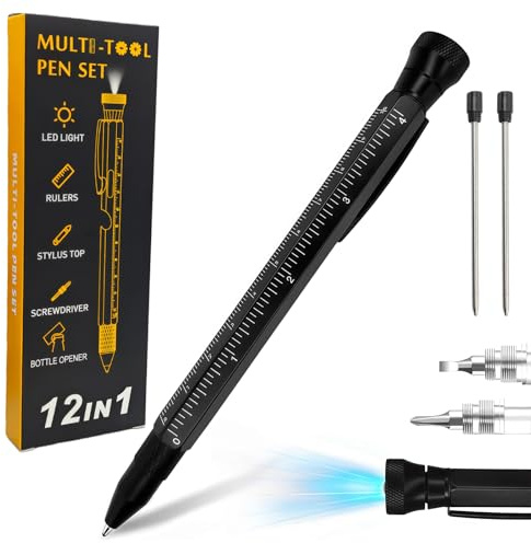 Yolkify Gifts for Men, Valentines Gifts for Him, 12 in 1 Multi Tool Pen, Mens Gift for Dad, Valentines Gift for Boyfriend/Husband, Father's Day, Anniversary Presents Cool Gadgets