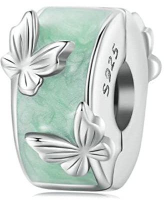 Breloque Fleurs en Argent Sterling 925 avec Clip en Forme de cœur pour Bracelets Pandora