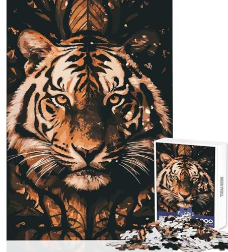 Face of A Tiger And Nature Jigsaw Puzzle1000 Pieces Mind Sharp Fun Uniform Size Precise Pieces Fascinating Hobby for Idle Moments (38x26cm)