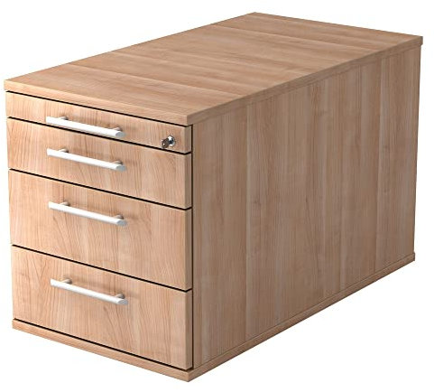 Rollcontainer TC mit 3 Schubladen, 42,8 x 80 x 51,2 cm, Nussbaum, Relinggriff