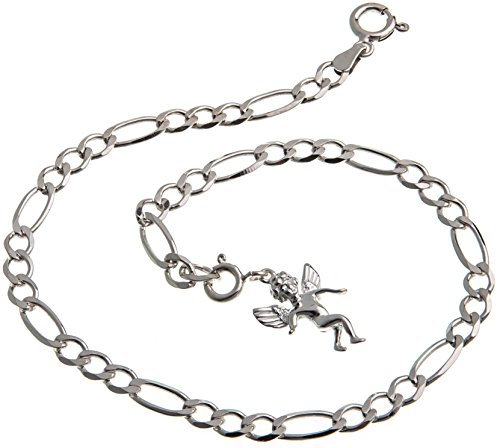 Fußkette silber (Figaro) mit kleiner Elfe - 4,5mm Breite, Länge 23-30cm, echt 925 Silber