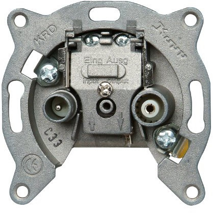 Kopp 923900180 Antennensteckdosen-Sockel TV/RF, 2 Ausgänge