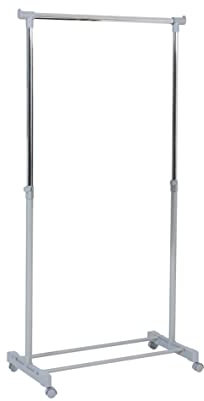 axentia 116704 Garderoben-/Wäscheständer, Kleiderstange auf Rollen, Wäscheturm, Metall, Silber, 80 x 40 x 165 cm