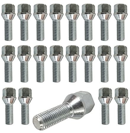 20 bulloni per ruote FIAT 500 tipo Uno, Strada, Barchetta, Brava, Bravo, Cinquecento, Panda, Stilo 500X 124 Spider 128 Coupé Croma Idea Linea Marea Ritmo x1/9 Palio M12 x 1,25 28 mm, dado conico