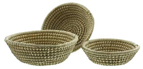 3 Schalen Natur aus Seegras, Obschale geflochten, 3er Set Dekoschalen