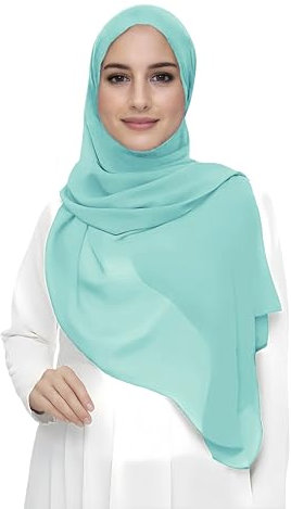 Lina & Lily Damen Muslim Premium Chiffon Hijab Kopftuch Schal aus Leicht Stoff (Türkis)