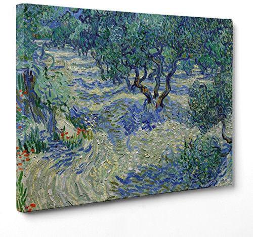 ConKrea - Quadro su Tela Canvas - INTELAIATO - Pronto da Appendere - Olive Orchard - Ulivi per Van Gogh - 50x70cm - Senza Cornice - (cod.2659)