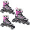 RAVEN Profession 3in1 Inlineskates Triskates Rollschuhe Inliner für Kinder und Erwachsene verstellbar (Black/Pink, 38-42 (25cm-27,5cm))